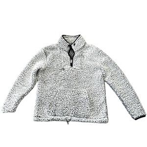 Quarter zip Victoria’s Secret PINK Gray fleece Sherpa jacket sweatshirt